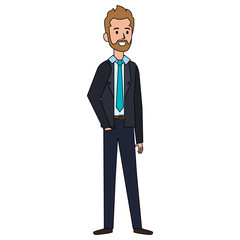 businessman with beard avatar character icon vector illustration design