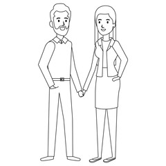 business couple avatars characters vector illustration design