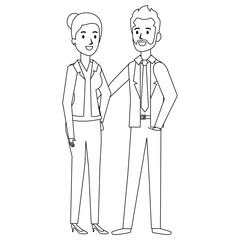 business couple avatars characters vector illustration design