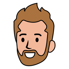 young man head with beard avatar character vector illustration design