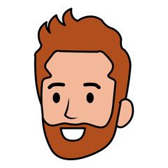 young man head with beard avatar character vector illustration design