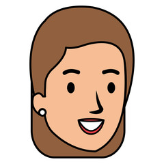 beautiful and young woman head character vector illustration design