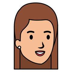 beautiful and young woman head character vector illustration design