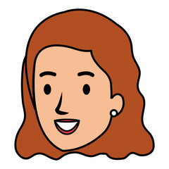 beautiful and young woman head character vector illustration design