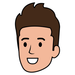 young man head avatar character vector illustration design
