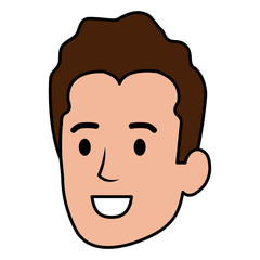 young man head avatar character vector illustration design