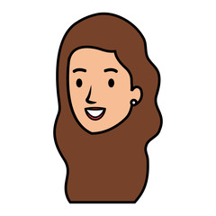 beautiful and young woman head character vector illustration design