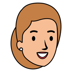 beautiful and young woman head character vector illustration design
