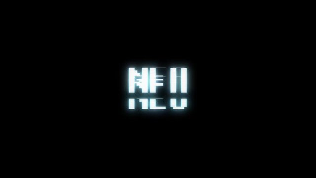 retro videogame NEO word text computer old tv glitch interference noise screen animation seamless loop New quality universal vintage motion dynamic animated background colorful joyful video m