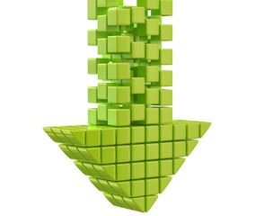 Download arrow consist from green glossy cubes isolated on white 3d illustration