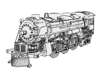 silhouette retro steam engine vector