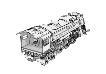 Naklejka premium silhouette retro steam engine vector