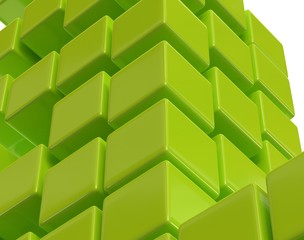 Green abstract cubes block array 3d illustration