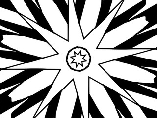 Decorative eight-pointed star in a black - white colors