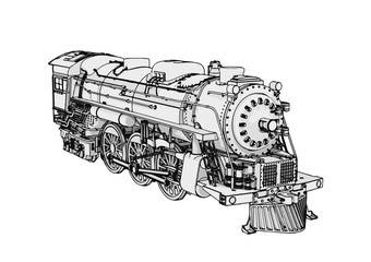 Naklejka premium silhouette retro steam engine vector