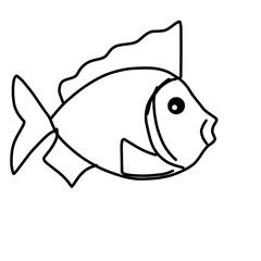 Contour drawing of decorative fish 