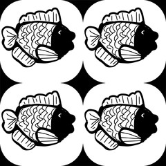Four ornamental contour fish