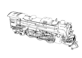 silhouette retro steam engine vector