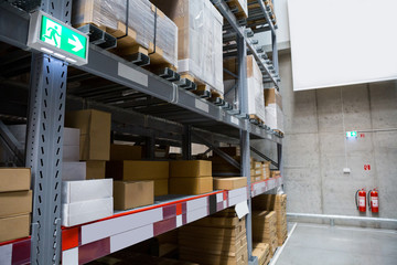 Fire extinguishers in the warehouse. Fire safety