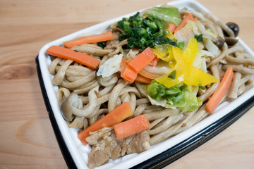 Japanese udon (thick wheat flour noodle) bento