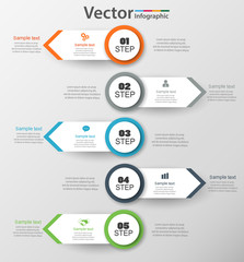 Infographic design template can be used for workflow layout, diagram, number options, web design. Infographic business concept with 5 options, parts, steps or processes. Vector eps 10