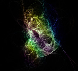 Fractal abstract like plasma on black. Many colours.