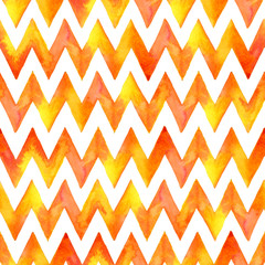Abstract watercolor geometric pattern isolated on white. Seamless pattern with zigzag lines for background, wallpaper, textile, wrapping paper.