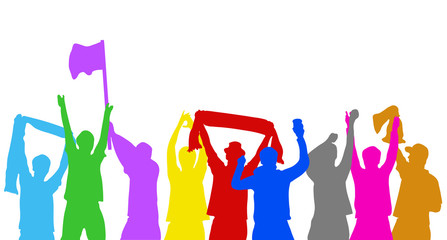 Jubelnde bunte Fans © kebox