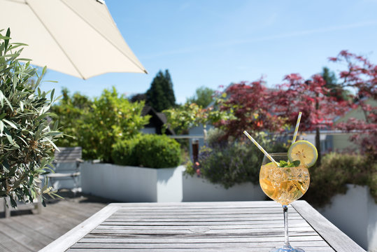 Summer drink on a sun terrace