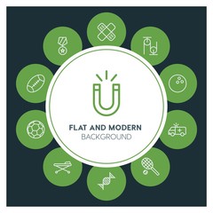 health, science, sports Infographic Circle outline Icons Set. Contains such Icons as  business,  website,  elements,  background,  pattern,  illustration and more. ..Fully Editable. Pixel Perfect