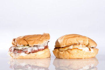 Fast food  burger isolated against white background