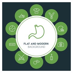 health, science, sports Infographic Circle outline Icons Set. Contains such Icons as  business,  website,  elements,  background,  pattern,  illustration, kit and more. ..Fully Editable. Pixel Perfect