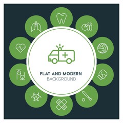 health, science, sports Infographic Circle outline Icons Set. Contains such Icons as  business,  website,  elements,  background,  pattern,  illustration and more. ..Fully Editable. Pixel Perfect