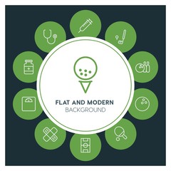 health, science, sports Infographic Circle outline Icons Set. Contains such Icons as  business,  website,  elements,  background,  pattern,  illustration and more. ..Fully Editable. Pixel Perfect