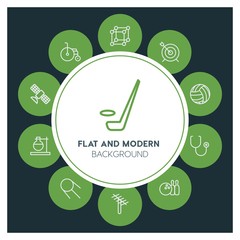 health, science, sports Infographic Circle outline Icons Set. Contains such Icons as  business,  website,  elements,  background,  pattern,  illustration, ice and more. ..Fully Editable. Pixel Perfect