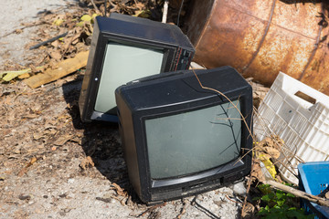 Old tv-sets on dump