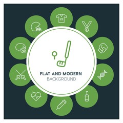 health, science, sports Infographic Circle outline Icons Set. Contains such Icons as  business,  website,  elements,  background,  pattern,  illustration and more. ..Fully Editable. Pixel Perfect