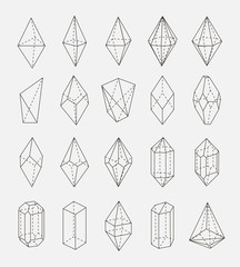 abstract crystal shapes vector outline