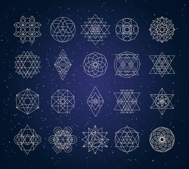 sacred geometry outline shapes vector set