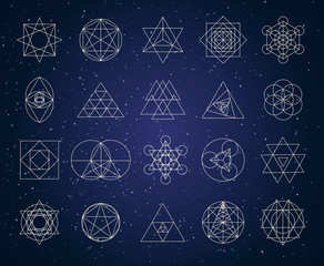 sacred geometry outline shapes vector set - 201215553