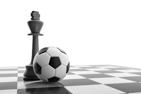 a soccer ball on a chess board