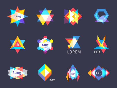 Trendy Logos Geometric Opacity Shapes Vector Set