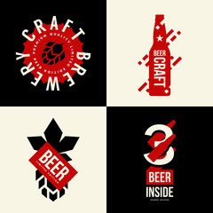 Fototapeta na wymiar Modern craft beer drink vector isolated logo sign for bar, pub, brewery or brewhouse.