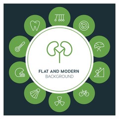 health, science, sports Infographic Circle outline Icons Set. Contains such Icons as  business,  website,  elements,  background,  pattern,  illustration and more. ..Fully Editable. Pixel Perfect