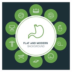 health, science, sports Infographic Circle outline Icons Set. Contains such Icons as  business,  website,  elements,  background,  pattern,  illustration and more. ..Fully Editable. Pixel Perfect