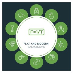 health, science, sports Infographic Circle outline Icons Set. Contains such Icons as  business,  website,  elements,  background,  pattern,  illustration and more. ..Fully Editable. Pixel Perfect