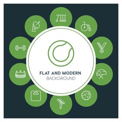 health, science, sports Infographic Circle outline Icons Set. Contains such Icons as  business,  website,  elements,  background,  pattern,  illustration and more. ..Fully Editable. Pixel Perfect