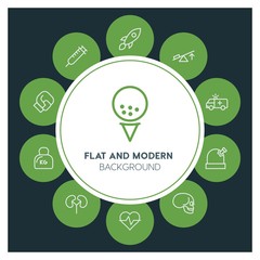 health, science, sports Infographic Circle outline Icons Set. Contains such Icons as  business,  website,  elements,  background,  pattern,  illustration and more. ..Fully Editable. Pixel Perfect