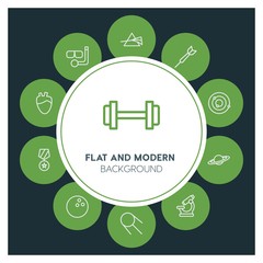 health, science, sports Infographic Circle outline Icons Set. Contains such Icons as  business,  website,  elements,  background,  pattern,  illustration and more. ..Fully Editable. Pixel Perfect