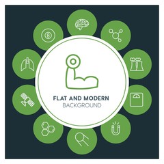 health, science, sports Infographic Circle outline Icons Set. Contains such Icons as  business,  website,  elements,  background,  pattern,  illustration and more. ..Fully Editable. Pixel Perfect